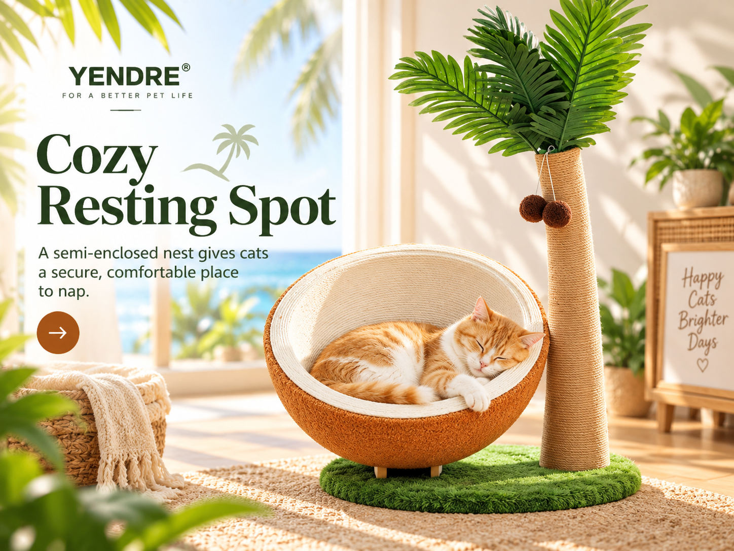 Cozy semi-enclosed cat bed