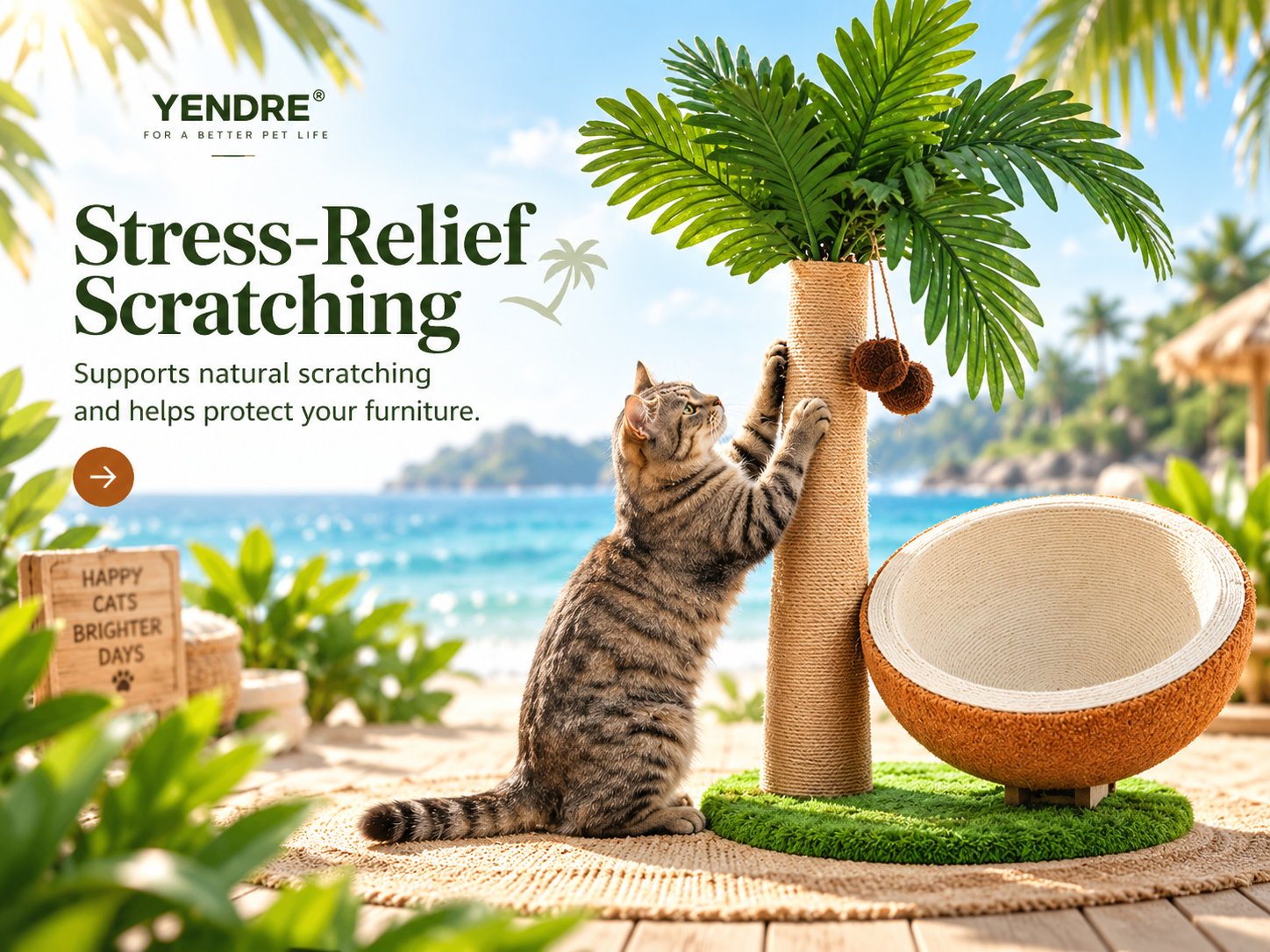 Stress-relief scratching post for cats